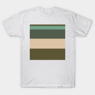 A great variation of Soldier Green, Dark Vanilla, Grey/Green, Oxley and Gunmetal stripes. T-Shirt